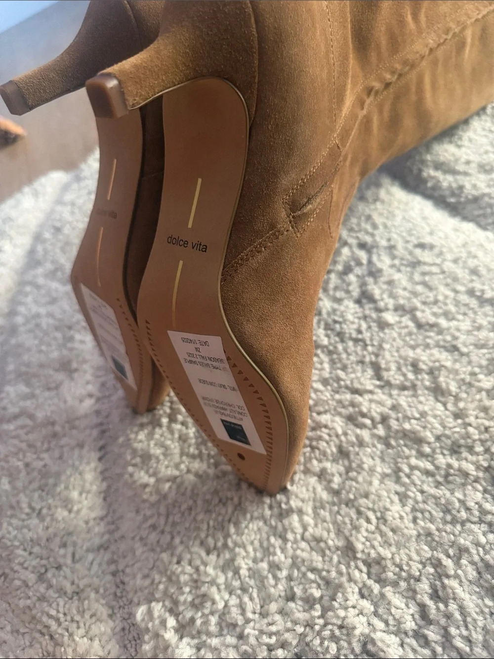 Dolce Vita Chestnut Suede Over-the-Knee Boots with Kitten Heel